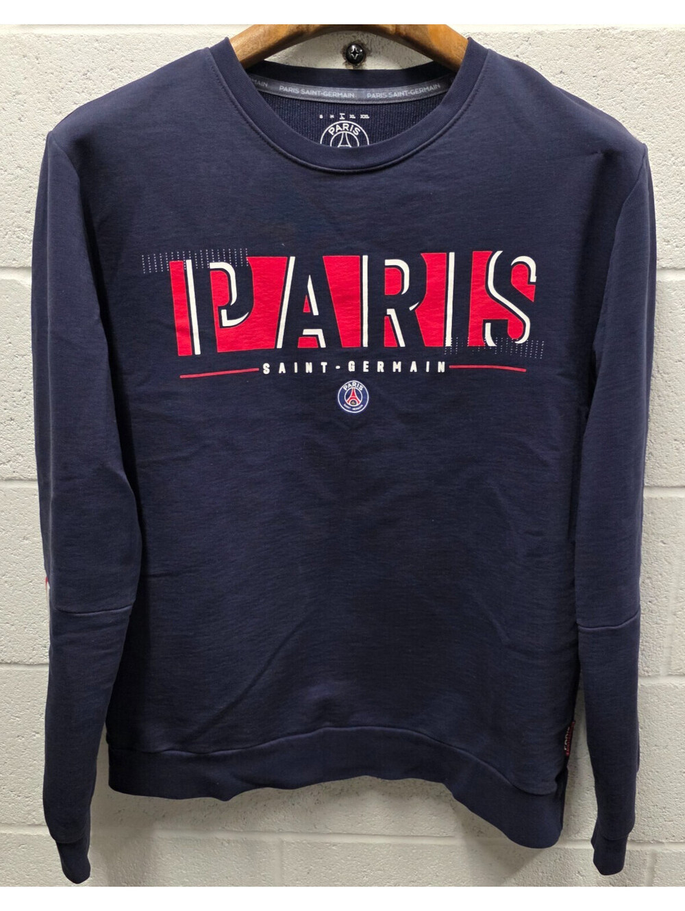 Nike PSG Paris-Saint Germain Mens  L Crewneck Sweatshirt 22x28 Soccer Blue